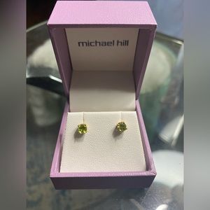 Brand New 4mm Peridot Earrings in 10K gold by Michael Hill
